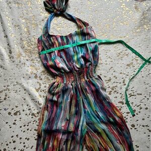 Colorful wide leg halter jumpsuit